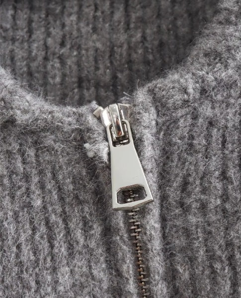 Elena | Cardigan Zippé Col Rond Manches Longues