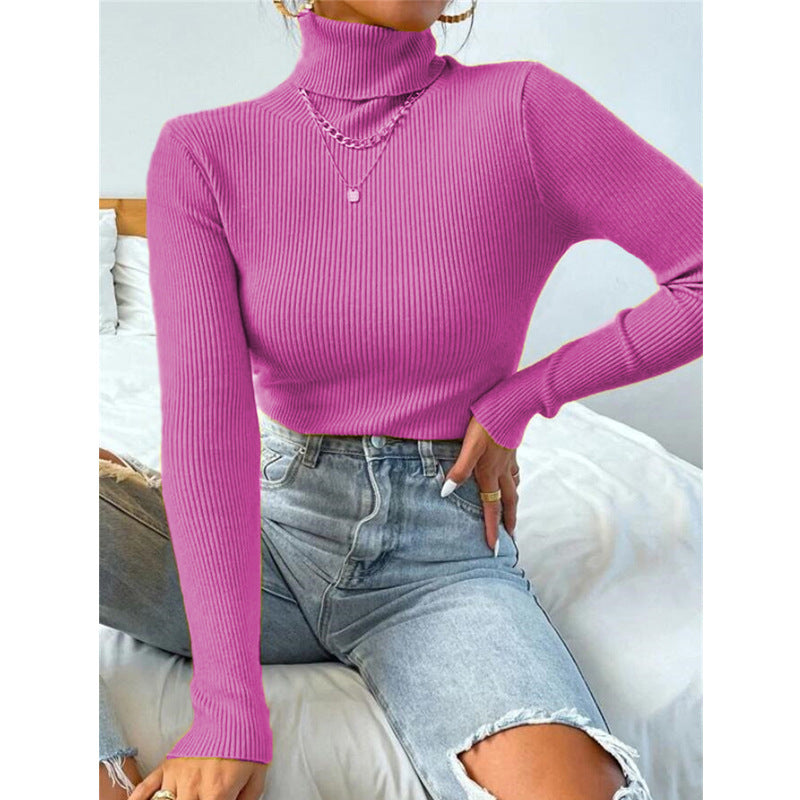Pull-over Tricoté à Col Roulé