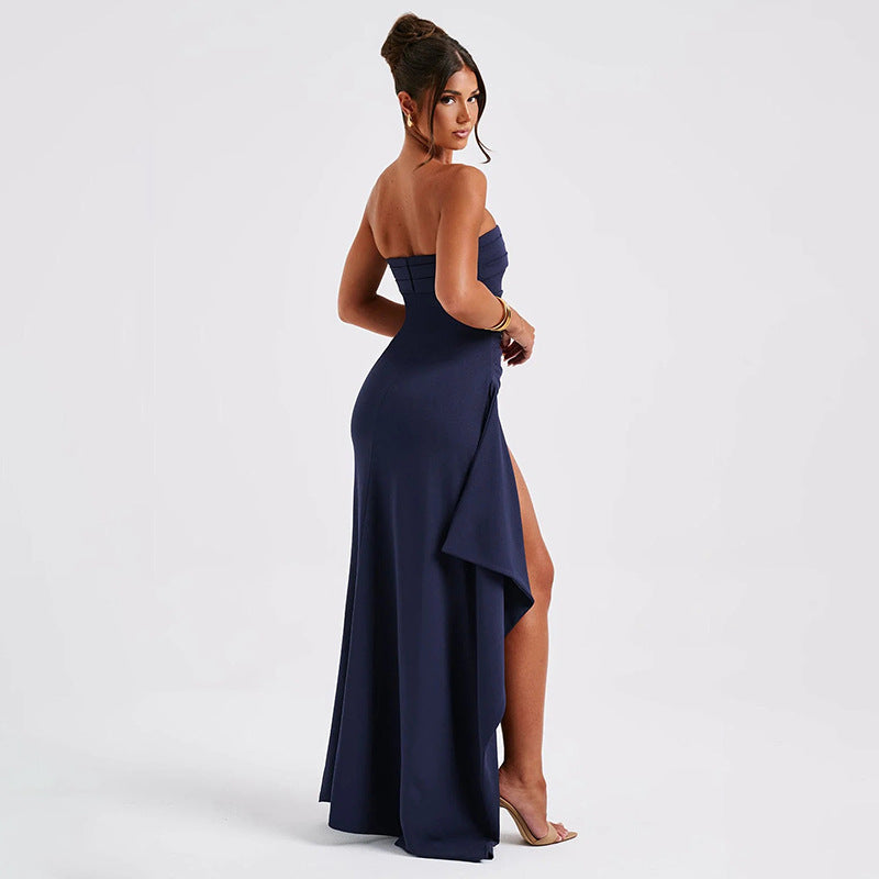 Aberca| Robe Longue Sans Bretelles Fendue – Style Mariage & Soirée