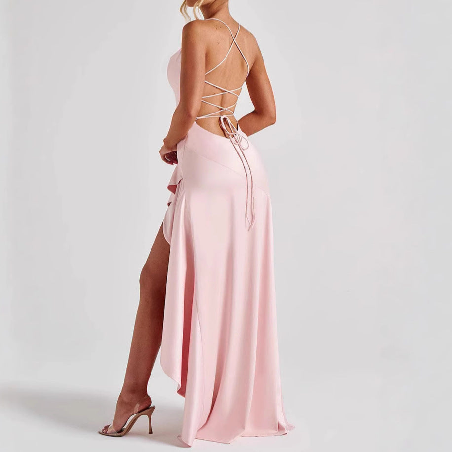 Lumière | Robe Dos Nu à Volants et Ligne Originale