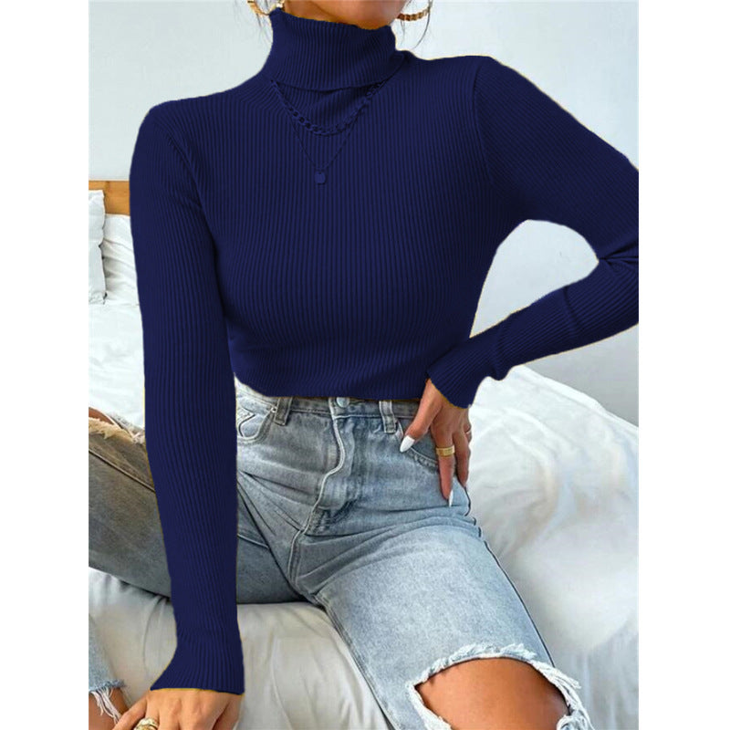 Pull-over Tricoté à Col Roulé