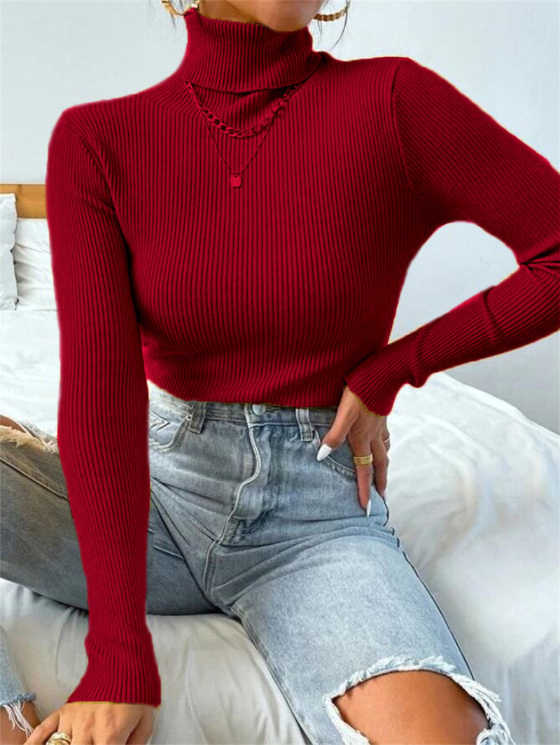 Pull-over Tricoté à Col Roulé