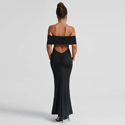 Socialite | Robe Longue Élégante Dos Nu et Épaules Dénudées