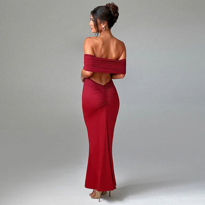 Socialite | Robe Longue Élégante Dos Nu et Épaules Dénudées
