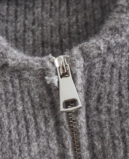 Elena | Cardigan Zippé Col Rond Manches Longues