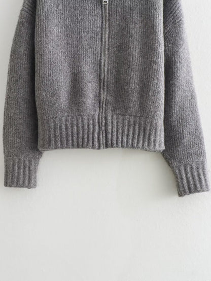 Elena | Cardigan Zippé Col Rond Manches Longues