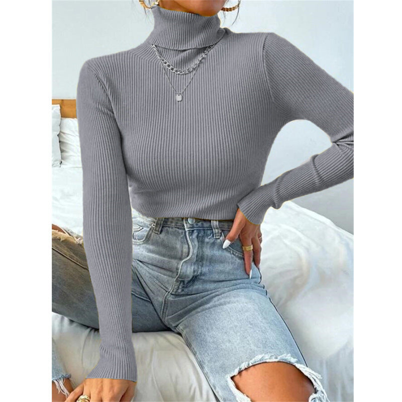 Pull-over Tricoté à Col Roulé