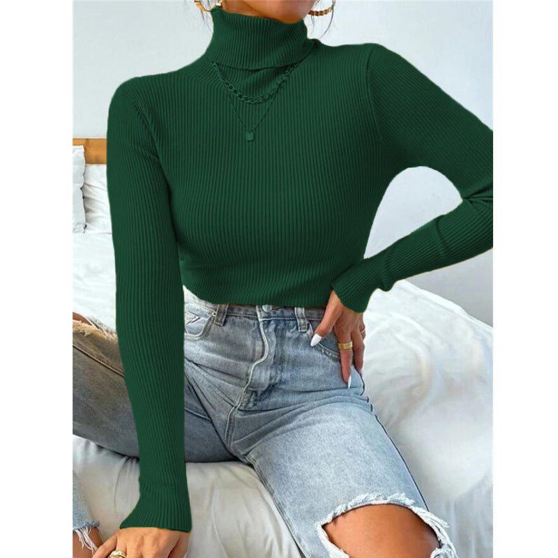 Pull-over Tricoté à Col Roulé