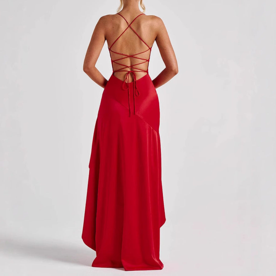 Lumière | Robe Dos Nu à Volants et Ligne Originale