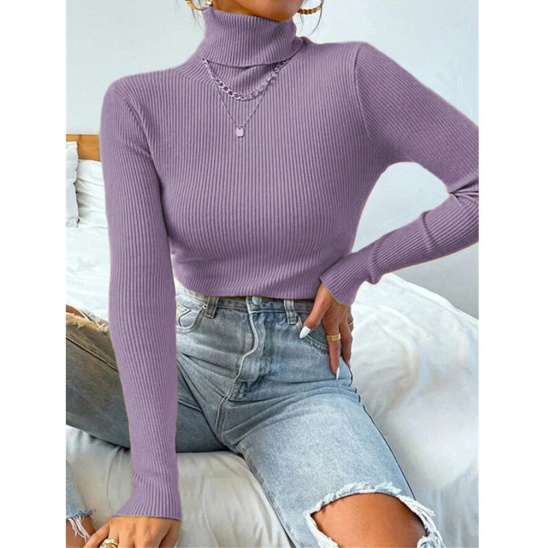 Pull-over Tricoté à Col Roulé