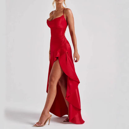 Lumière | Robe Dos Nu à Volants et Ligne Originale