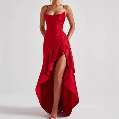 Lumière | Robe Dos Nu à Volants et Ligne Originale