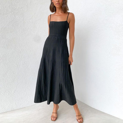 Clara | Robe Plissée à Bretelles et Taille Haute
