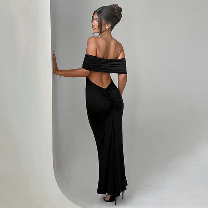 Socialite | Robe Longue Élégante Dos Nu et Épaules Dénudées