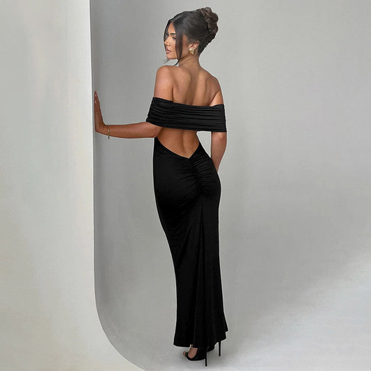 Socialite | Robe Longue Élégante Dos Nu et Épaules Dénudées