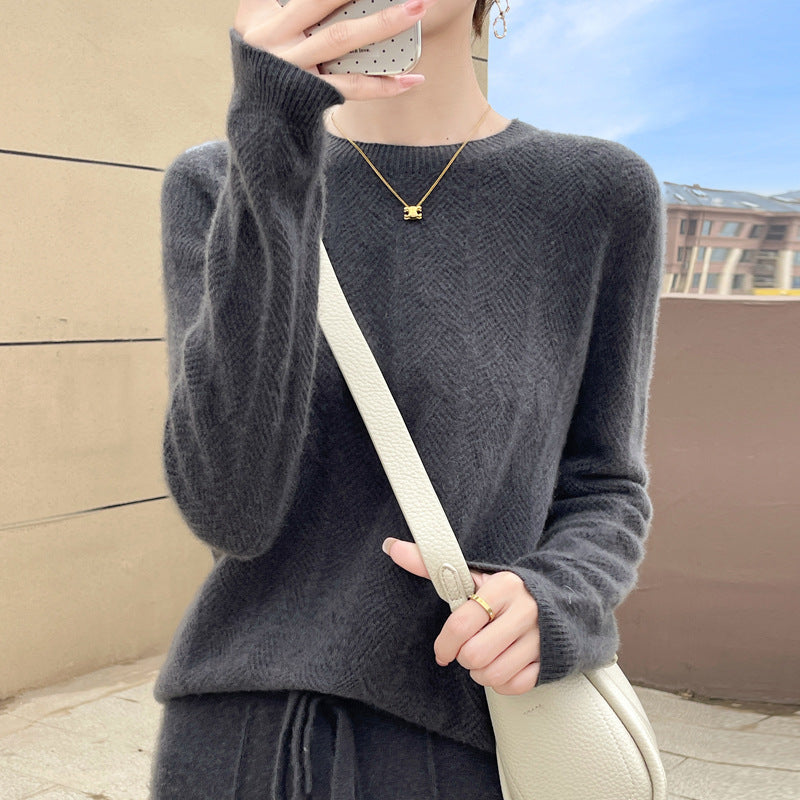 Ella | Pull Femme en Laine Pure Col Rond Ajouré