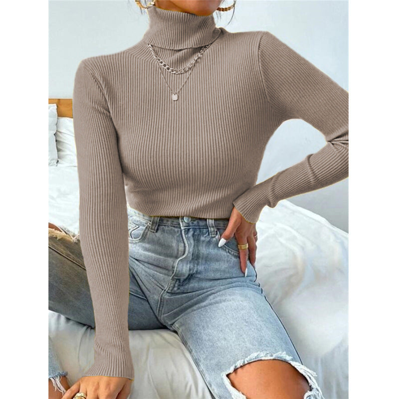 Pull-over Tricoté à Col Roulé