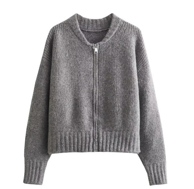 Elena | Cardigan Zippé Col Rond Manches Longues