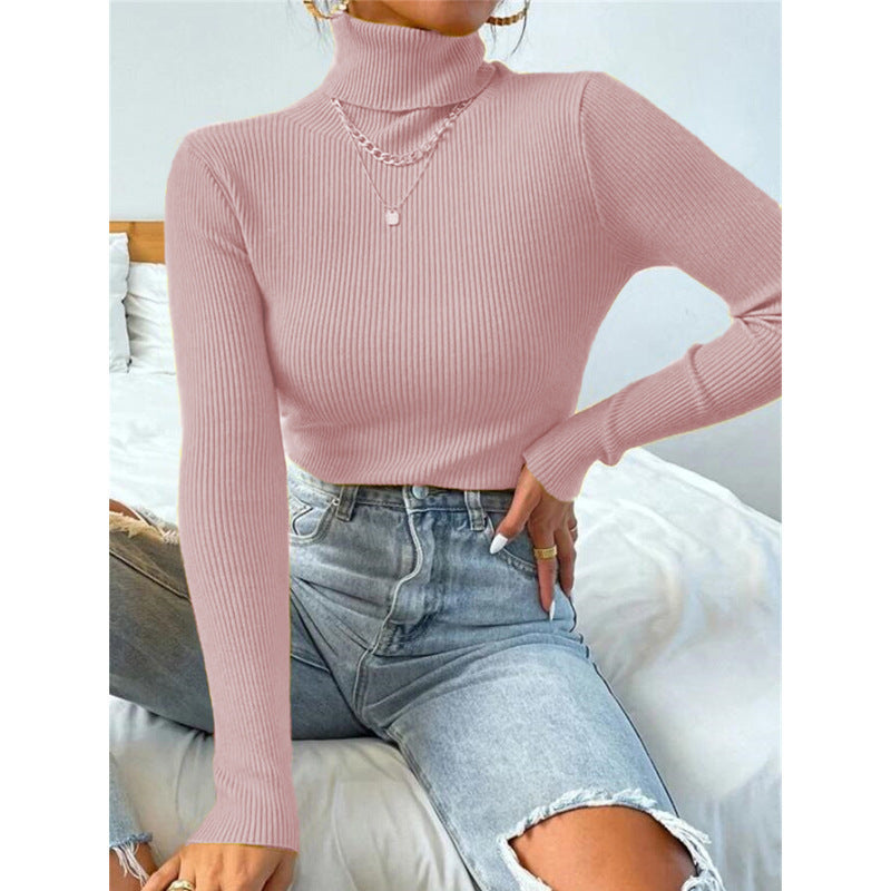 Pull-over Tricoté à Col Roulé