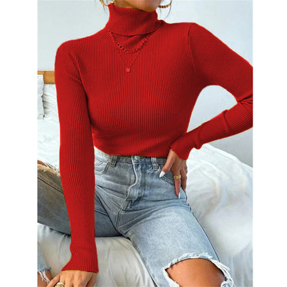 Pull-over Tricoté à Col Roulé
