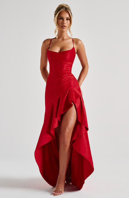 Lumière | Robe Dos Nu à Volants et Ligne Originale